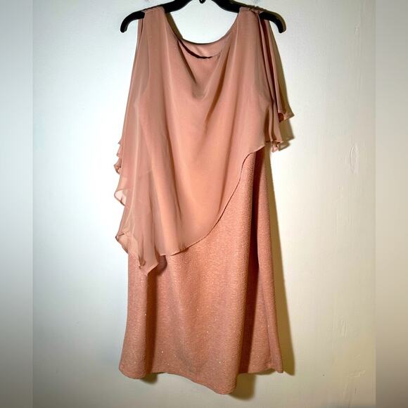 Elegant Pink Chiffon Overlay Dress - Picture 3 of 3